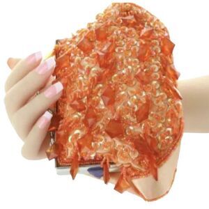 Bijoix Terner Clutch with Chain Flapper Bag Orange